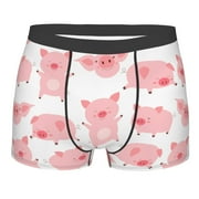 Daiia Kawaii Pigs Men's Underwear Boxer Briefs, Cotton Stretch Moisture-Wicking Underwear-Small
