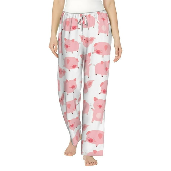 Daiia Kawaii Pigs Women's Sleep Pant with Pockets and Drawstring,Pajama Pants-Large
