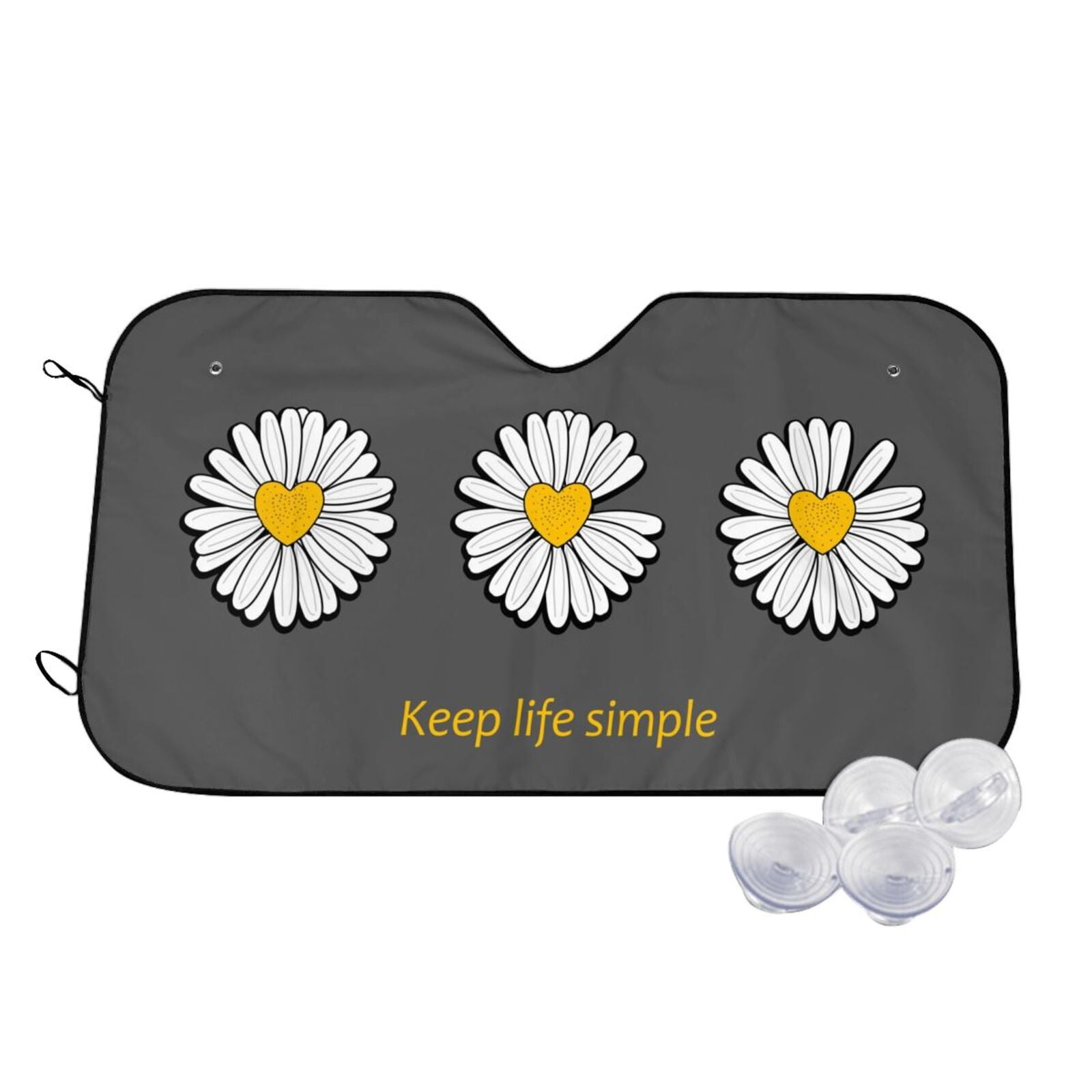 Daiia Keep Life Simple Daisy Flower Windshield Sun Shade for Car SUV ...