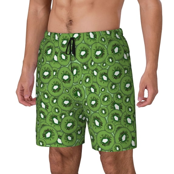Daiia Kiwi Fruit Mens Swim Trunks Swim Shorts Quick Dry Swim Shorts with Mesh Lining Pockets-X-Large