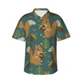 thumbnail image 1 of Daiia Knitted Woodland Squirrel Hawaiian Shirt for Men Gentle Cotton Regular Short Sleeve Casual-X-Large, 1 of 9