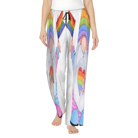 Daiia LGBT Gnomes Women's Sleep Pant with Pockets and Drawstring,Pajama Pants-Medium