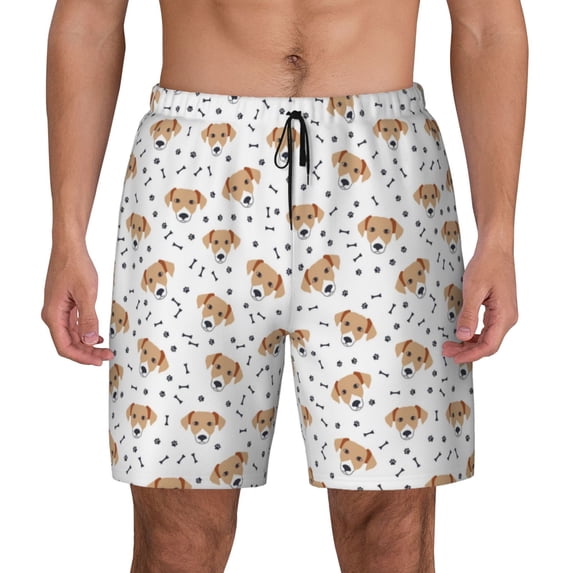 Daiia Labrador Retriever Dog Mens Swim Trunks Swim Shorts Quick Dry Swim Shorts with Mesh Lining Pockets-Large