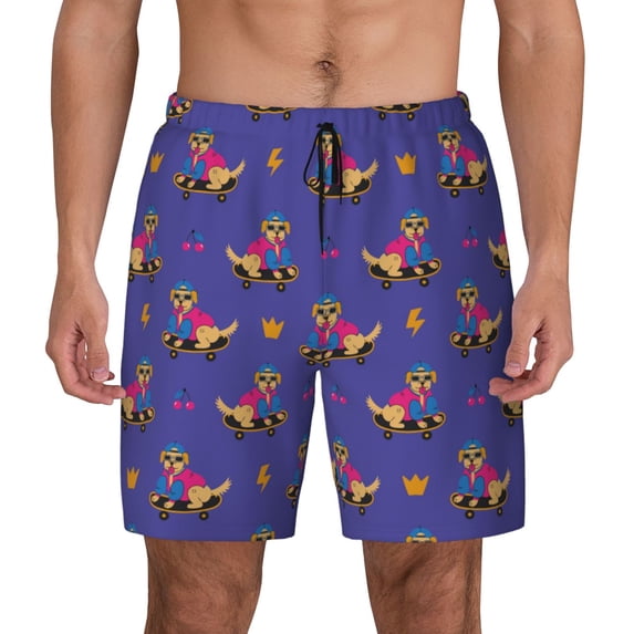 Daiia Labrador Retriever Dog Mens Swim Trunks Swim Shorts Quick Dry Swim Shorts with Mesh Lining Pockets-Medium