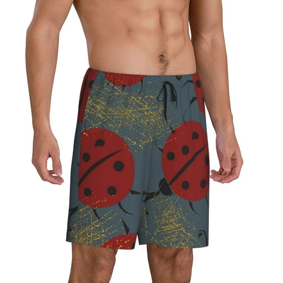 Daiia Ladybug Mens Woven Stretch Pajama Short,Short Pajama Pants-Small