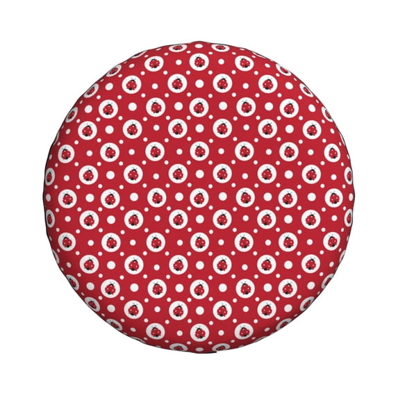 Daiia Ladybugs And White Dots Tire Covers , Travel Trailer Camper Truck SUV Motorhome Waterproof Wheel Cover, Sun Rain Snow Protector-15 inch