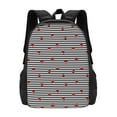 Daiia Ladybugs on Black and White Striped Backpack for Men and Women