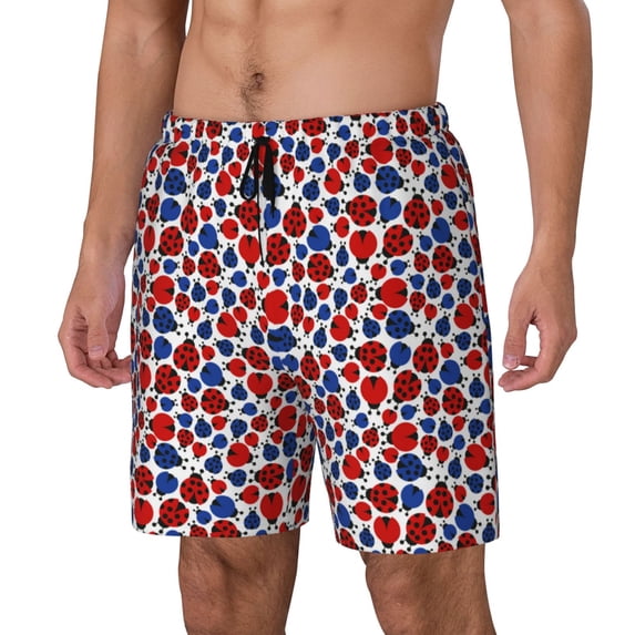 Daiia Ladybugs Mens Swim Trunks Swim Shorts Quick Dry Swim Shorts with Mesh Lining Pockets-XX-Large