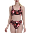 thumbnail image 1 of Daiia Ladybugs and Red Hearts printed 2 piece Swimsuit Bikinis for Women High Waisted Racerback Bathing Suits Summer Tummy Control Scoop Neck Swimwear-Small, 1 of 8