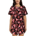 thumbnail image 1 of Daiia Ladybugs and Red Hearts Pattern Womens Pajama Sets Short Sleeve Pajamas for Women Sets Soft Lounge Sets Casual Round Neck Sleepwear PJS-Small, 1 of 7