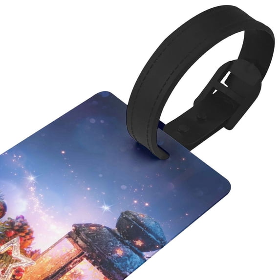 Daiia Lantern On Snow With Christmas Durable Luggage Tags with Secure Strap Travel ID Tags Suitcase ID Tags Bag Identification Tags - Easy Identification for Men and Women