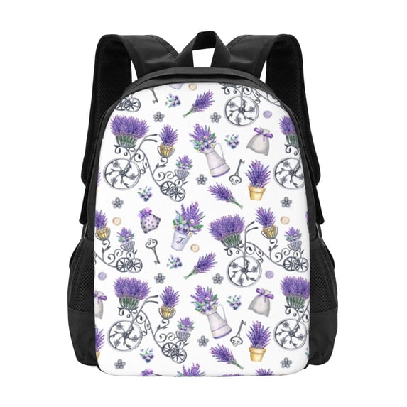 Daiia Lavender Bicycle Backpack for Men and Women -Durable Backpack Large Capacity, Water-Resistant Bag with Adjustable Straps and Laptop Compartment