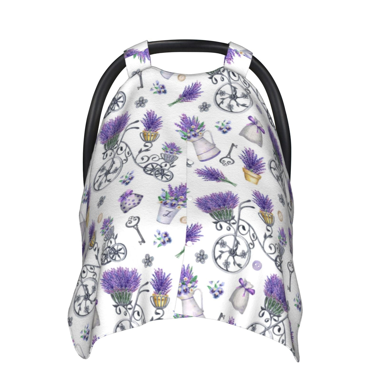 Daiia Lavender Bicycle Pattern Car Seat Cover for Babies, Mom Nursing