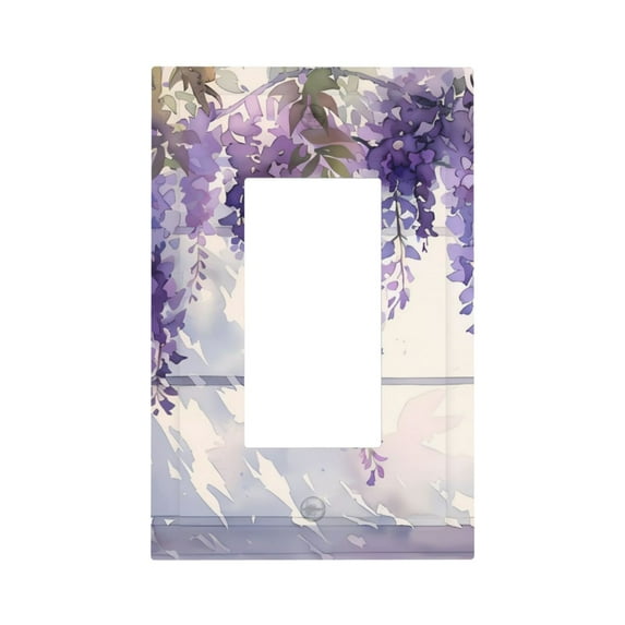 Daiia Lavender Blooms Window Pattern Decorator Wall Plate Child Safe Outlet Cover, Switch and Outlet Covers,Size 1-Gang 5.0" x3.0" , Polycarbonate Thermoplastic-Style U