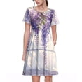 thumbnail image 1 of Daiia Lavender Blooms Window Print Women's Dresses 2025 Trendy Short sleeve Dresses Casual Baggy Flowy Maxi Sun Dresses, 1 of 6