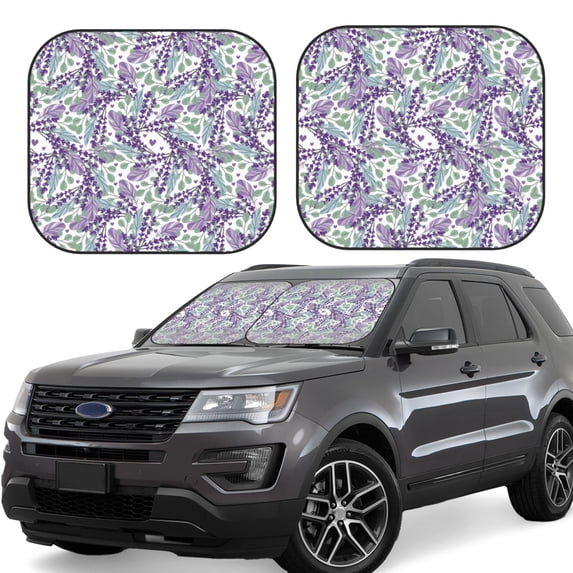 Daiia Lavender Flowers 2PCS Car Windshield Sun Shade, Foldable Sun Shield for Car Front Window, Auto Sun Blocker Visor Protector Universal for Truck SUV Pickup-Small