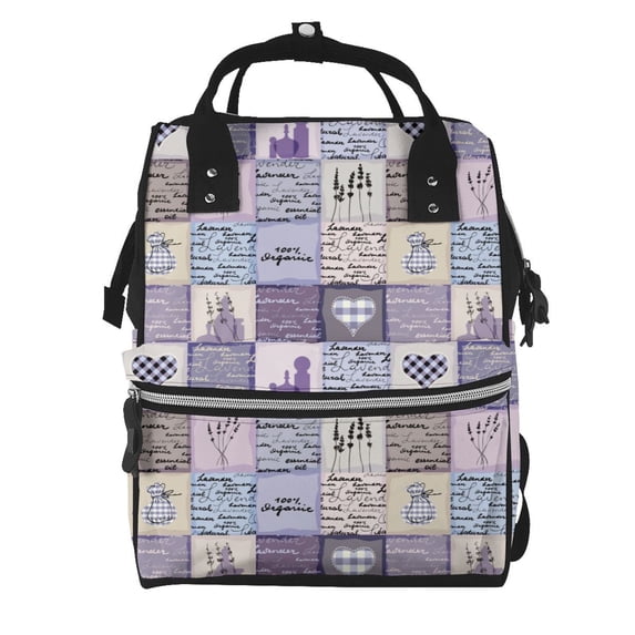 Daiia Lavender Flowers Large Capacity Baby Bag Waterproof Stylish Diaper Bag Mummy Backpack Adjustable Straps Diaper BagBaby Essentials Bag