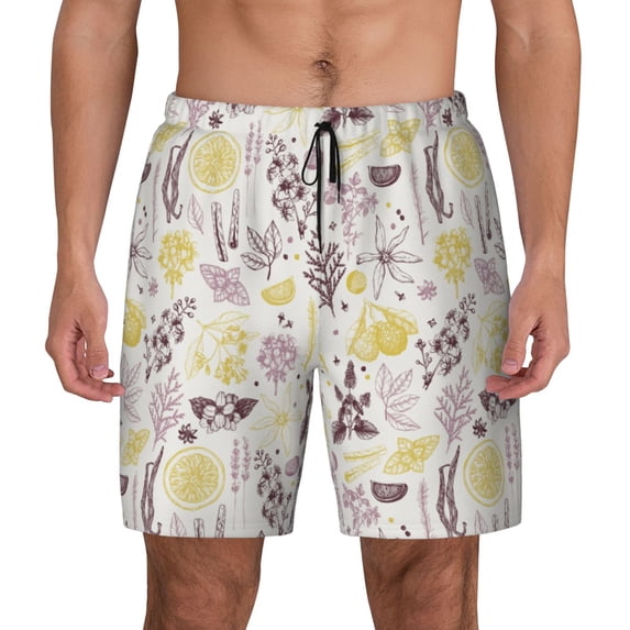 Daiia Lavender Flowers Mens Swim Trunks Swim Shorts Quick Dry Swim Shorts with Mesh Lining Pockets-3X-Large