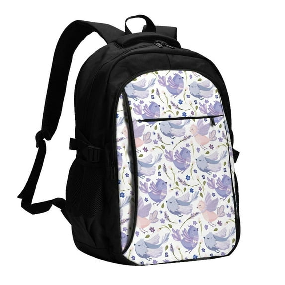 Daiia Lavender Flowers Pattern USB Charging Backpack for Men and Women, Anti-Theft Backpack,Travel Backpack,School Backpack,College Backpack,Laptop Backpack