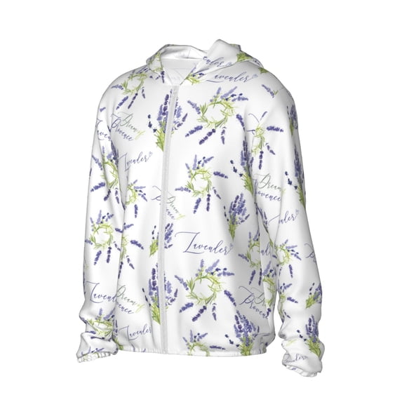 Daiia Lavender Flowers UPF 50+ Sun Protection Hoodie Jacket Lightweight Long Sleeve Sun Shirt for Women Men with Pocket Hiking Outdoor-X-Large