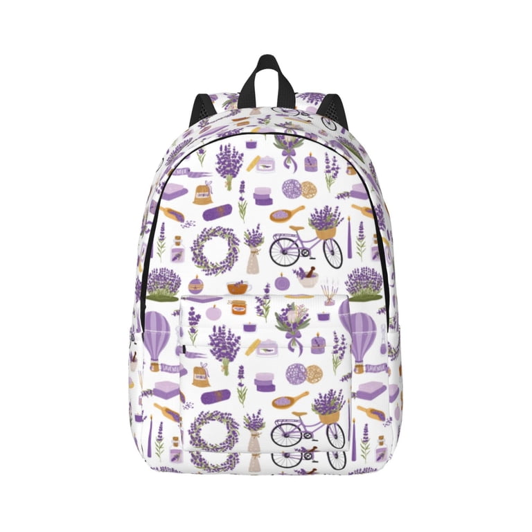 Daiia Lavender Flowers Vintage Canvas Backpack for Men and 