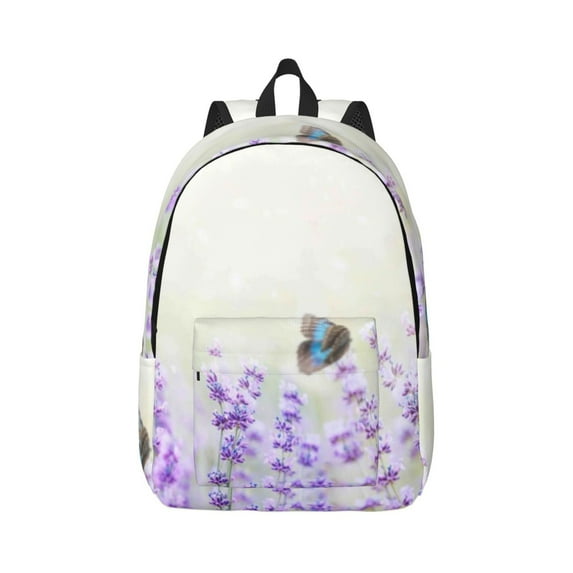 Daiia Lavender and Butterfly Vintage Canvas Backpack for Men and Women ,Hiking Backpack,Travel Laptop Bag for School,Large Capacity Backpack