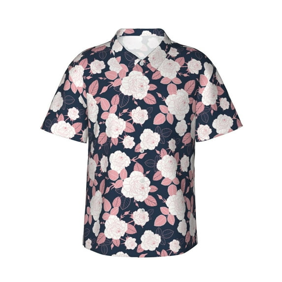 Daiia Leaves Flower Hawaiian Shirt for Men Gentle Cotton Regular Short Sleeve Casual-3X-Large