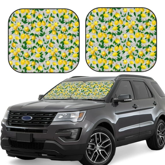 Daiia Lemon1 2PCS Car Windshield Sun Shade, Foldable Sun Shield for Car Front Window, Auto Sun Blocker Visor Protector Universal for Truck SUV Pickup-Medium