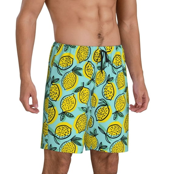 Daiia Lemon1 Mens Woven Stretch Pajama Short,Short Pajama Pants-X-Large