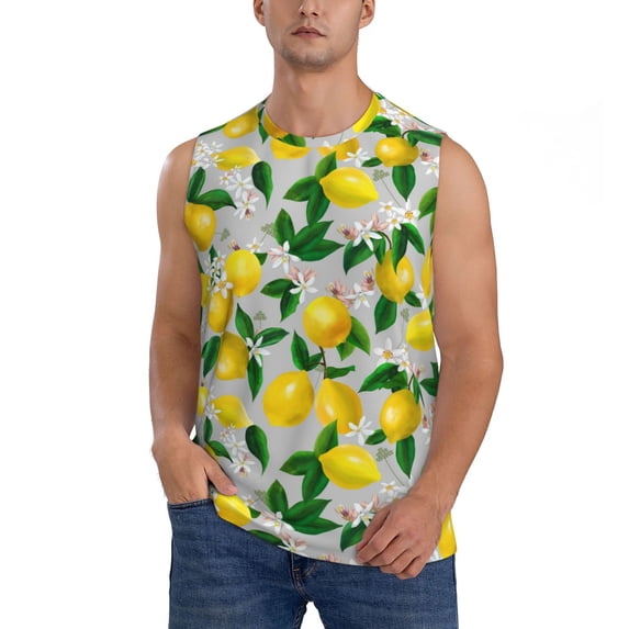 Daiia Lemon1 Printed Men's Tank Tops,Casual Soft Sleeveless Gym Muscle Shirts Bodybuilding Tee-XX-Large