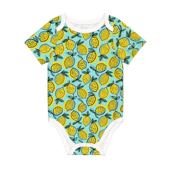 Daiia Lemon1 Printed Unisex-Baby Short Sleeve Onesies Bodysuits Baby Climbing Clothes Soft and Comfortable Romper with Expandable Shoulder Design-18 Months