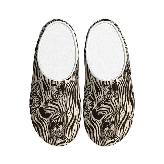 Daiia Leopard And Zebra1 Print Women’s Fuzzy Slippers Memory Foam Lightweight House Shoes Cozy Loafer Flannel House Shoes-40/41