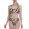 thumbnail image 1 of Daiia Leopard Dots printed 2 piece Swimsuit Bikinis for Women High Waisted Racerback Bathing Suits Summer Tummy Control Scoop Neck Swimwear-X-Large, 1 of 8