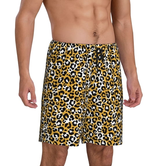 Daiia Leopard Mens Woven Stretch Pajama Short,Short Pajama Pants-Large