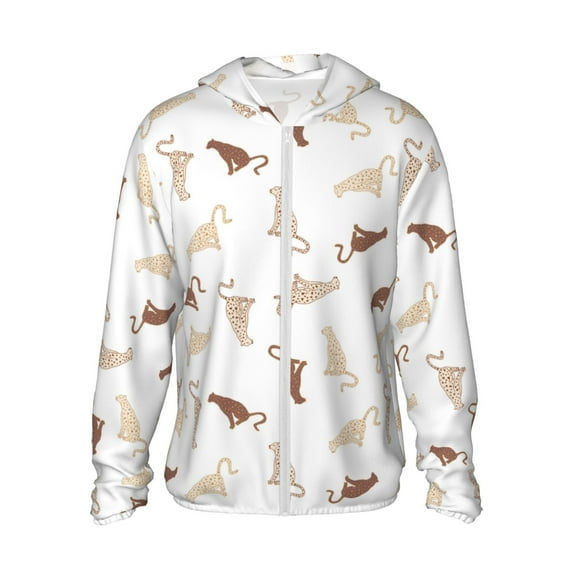 Daiia Leopard Print UPF 50+ Sun Protection Hoodie Jacket Lightweight Long Sleeve Sun Shirt for Women Men with Pocket Hiking Outdoor-X-Large