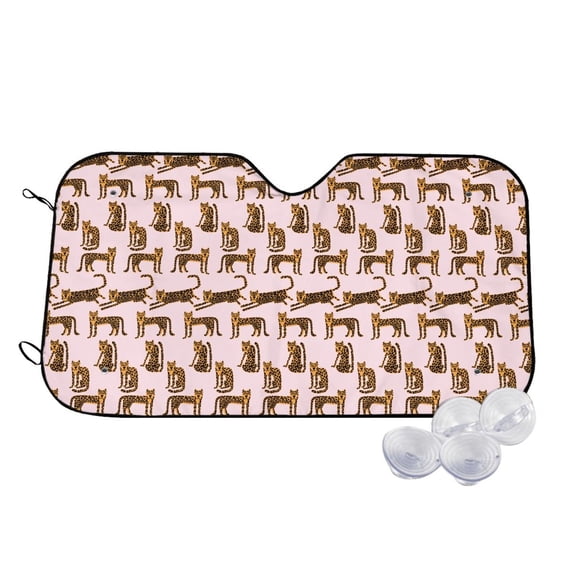 Daiia Leopard Print Windshield Sun Shade for Car SUV Truck (Small ), Car Sun Shade Windshield, Car Shades for Front Windows, Sunshade for Car Windshield