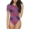 thumbnail image 1 of Daiia Leopard Print print Women's Crew Neck Short Sleeve Bodysuit Fashion Tops Fit Casual Basic Extender Bodysuit-Medium, 1 of 9