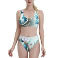 thumbnail image 1 of Daiia Let's go Travel Around the World printed 2 piece Swimsuit Bikinis for Women High Waisted Racerback Bathing Suits Summer Tummy Control Scoop Neck Swimwear-X-Large, 1 of 8