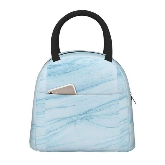 Daiia Light Blue Marble Pattern Lunch Bag , Insulated Lunch Box, Small Leakproof Cooler Food Lunch Containers Reusable High Capacity Lunch Tote Bags-One Size