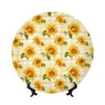 thumbnail image 1 of Daiia Light Yellow Plaid Sunflower Printed Pattern Ceramic Plate Dinner Plates Bone China Decorative Plates with Display Stand Art Ceramic Ornaments for Wall Hanging Decoration-6in, 1 of 6