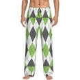 thumbnail image 1 of Daiia Light green and black argyle Pattern Men's Sleep Pant with Pockets and Drawstring,Pajama Pants-Large, 1 of 6