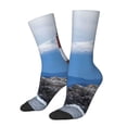 thumbnail image 1 of Daiia Lighthouse On The Waters Print Crew Socks – Soft Breathable Long Socks for Men & Women, Moisture-Wicking & Comfortable Daily Wear Socks, One-Size Fits Most (US 5-11), 1 of 6
