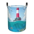 thumbnail image 1 of Daiia Lighthouse Sea Port Round Laundry Basket with Handles Thickened Waterproof Circular hamper,Dirty Clothes Storage Basket for Bedroom,Bathroom,College Dorm-Small, 1 of 8
