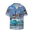 thumbnail image 1 of Daiia Lighthouse in Havana Men's Linen Shirts Short Sleeve Casual Shirts Button Down Shirt for Men Beach Summer Wedding Shirt-Medium, 1 of 7