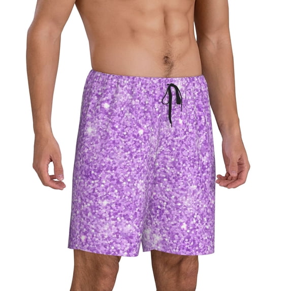 Daiia Lilac Glittering Mens Woven Stretch Pajama Short,Short Pajama Pants-Small