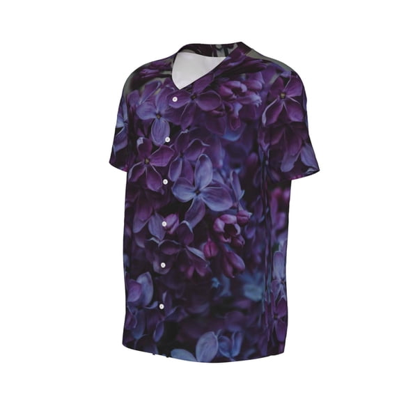 Daiia Lilac Mens Baseball Jersey Button Down Shirts Short Sleeve Sports Uniforms-Medium