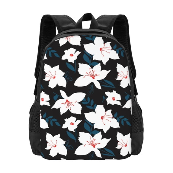Daiia Lilies Flowers Backpack for Men and Women -Durable Backpack Large Capacity, Water-Resistant Bag with Adjustable Straps and Laptop Compartment