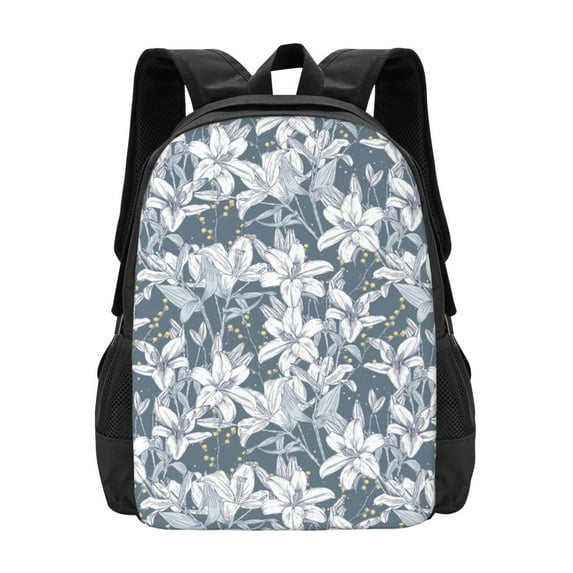 Daiia Lilies Flowers Backpack for Men and Women -Durable Backpack Large Capacity, Water-Resistant Bag with Adjustable Straps and Laptop Compartment