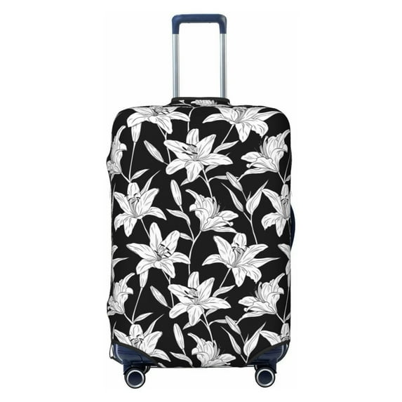 Daiia Lilies Flowers Luggage Cover, Thickened Washable Travel Luggage Covers, Elastic Unique Baggage Covers for 18-20 inch Luggage-X-Large