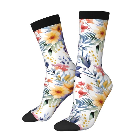 Daiia Lilies Flowers Print Crew Socks – Soft Breathable Long Socks for Men & Women, Moisture-Wicking & Comfortable Daily Wear Socks, One-Size Fits Most (US 5-11)